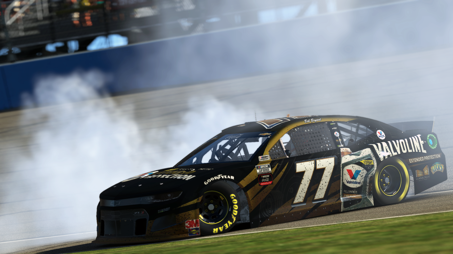 Bob Bryant eNASCAR Auto Club Speedway burnout