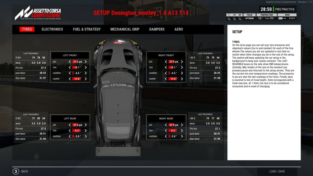 Assetto Corsa Competizione tyre pressure setup
