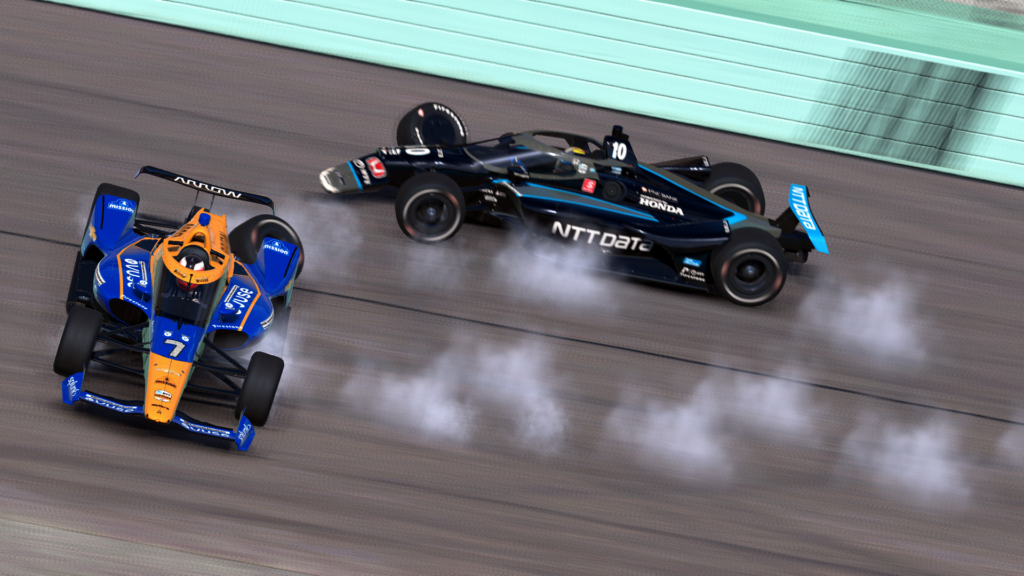 Rosenqvist Palou collide iRacing IndyCar Challenge