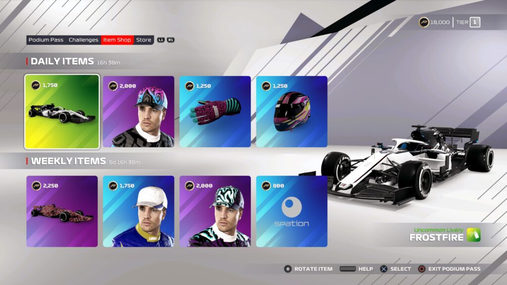 F1 2021 Item Shop