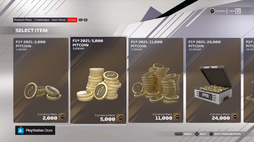 F1 2021 Pitcoin Shop