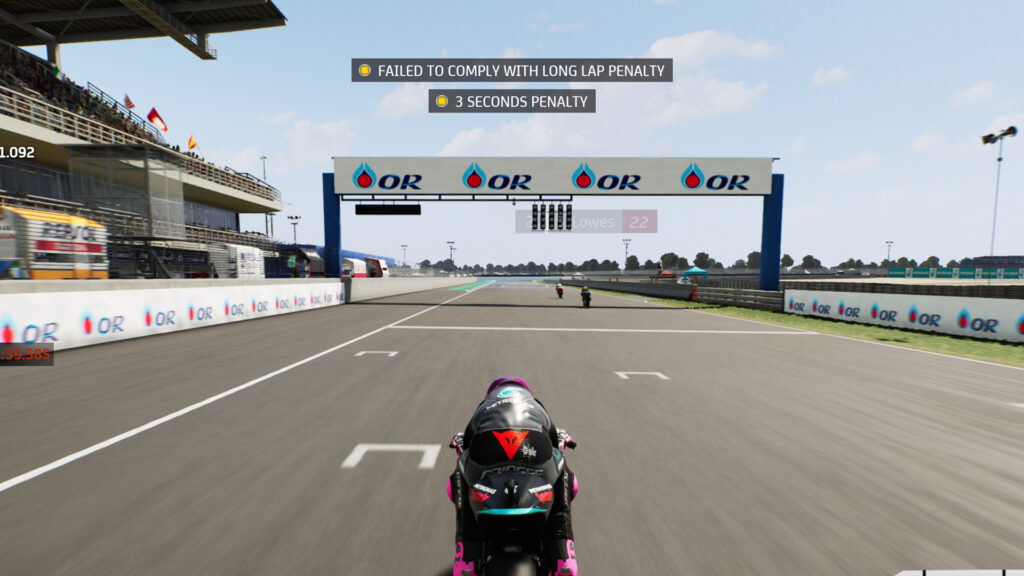 MotoGP 21 failed to take long lap penalty