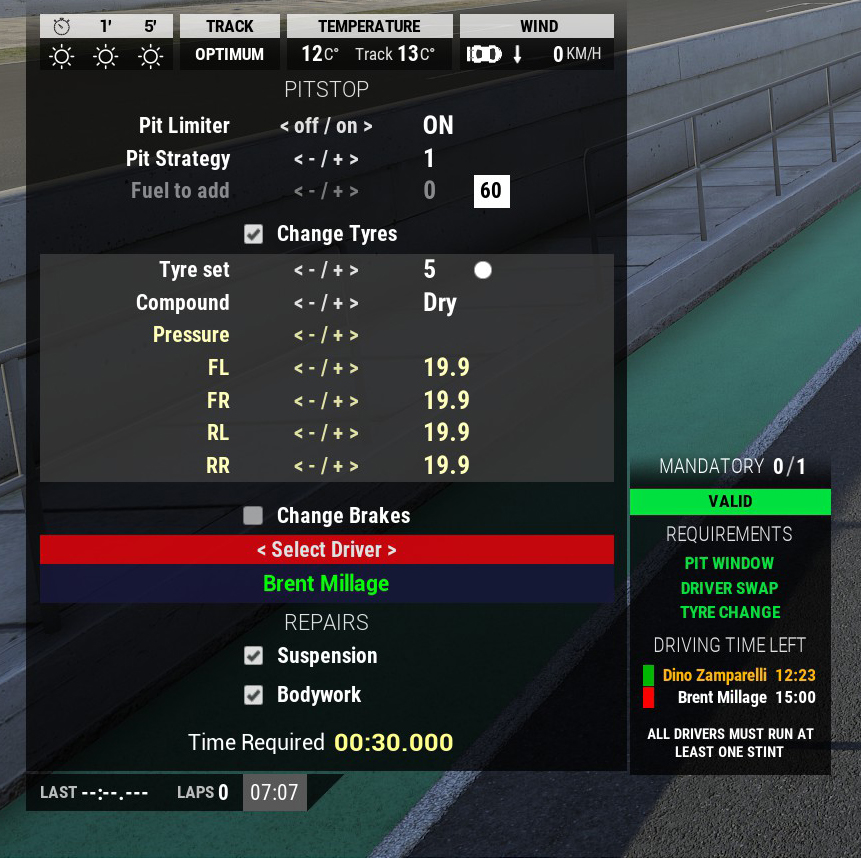 Assetto Corsa Competizione Valid Pitstop
