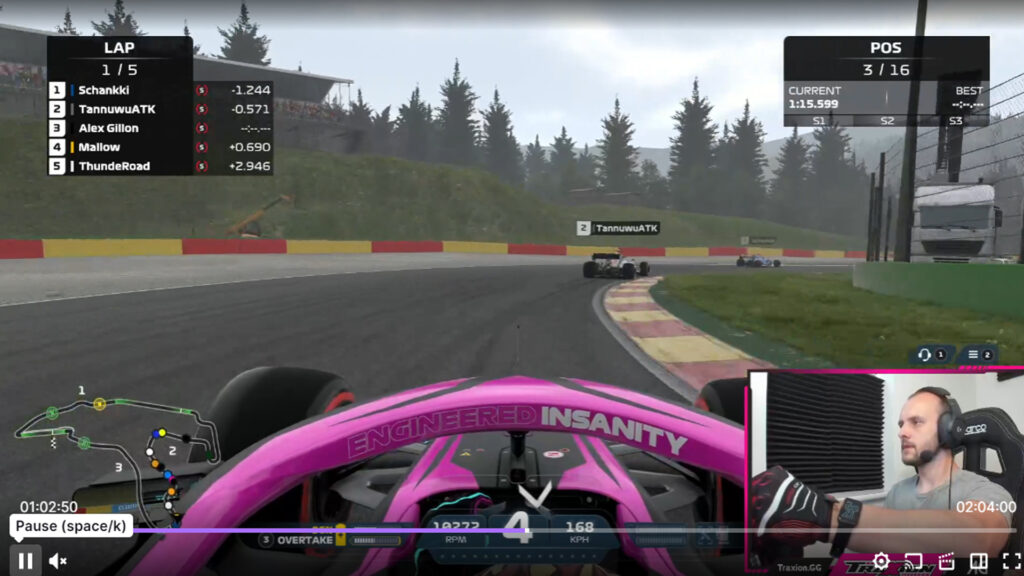 Alex Gillon playing F1 2021 on the Traxion.GG Twitch channel