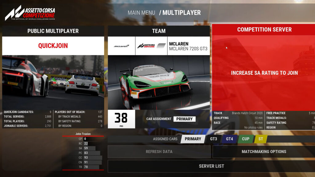 Competition Rating, CP, Assetto Corsa Competizione