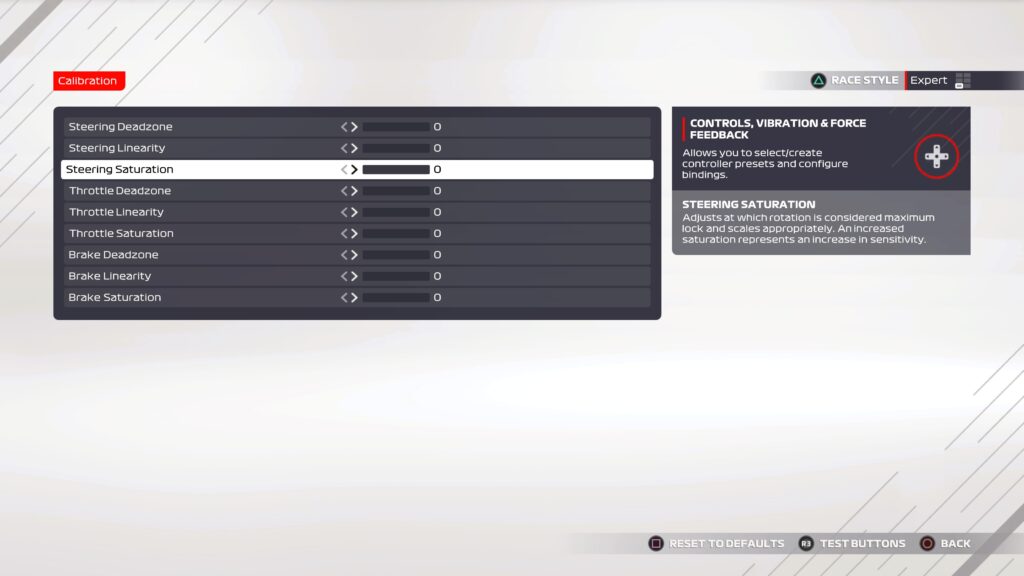 F1 2021 Steering Saturation