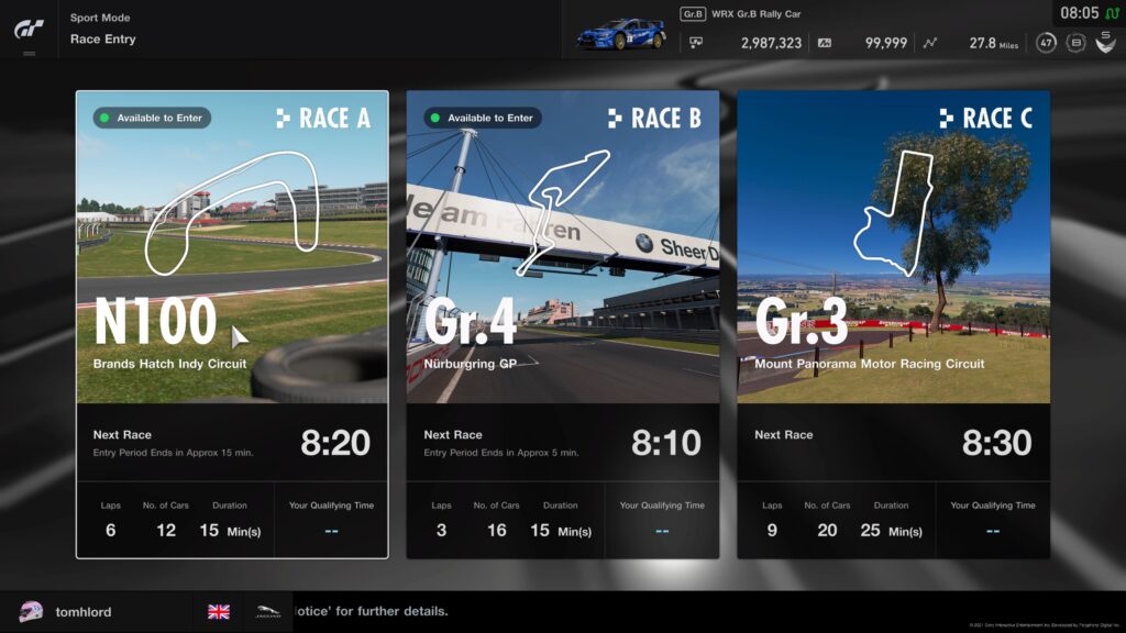 GT Sport Daily Races 26th July 2021