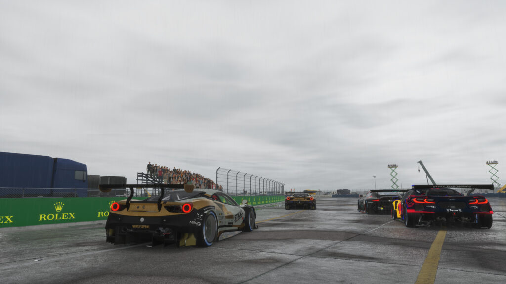 GT Pro Sebring Feature Sprint Race battle around turn one