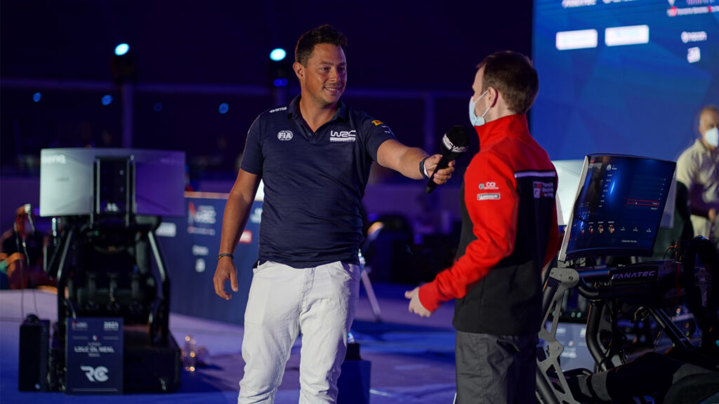 Ben Constanduros esports WRC journalist conducting a live interview