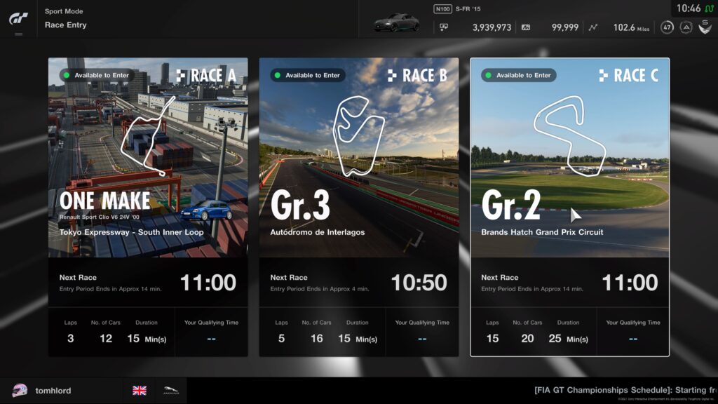 Gt Sport Daily Races week commencing 13th September 2021
