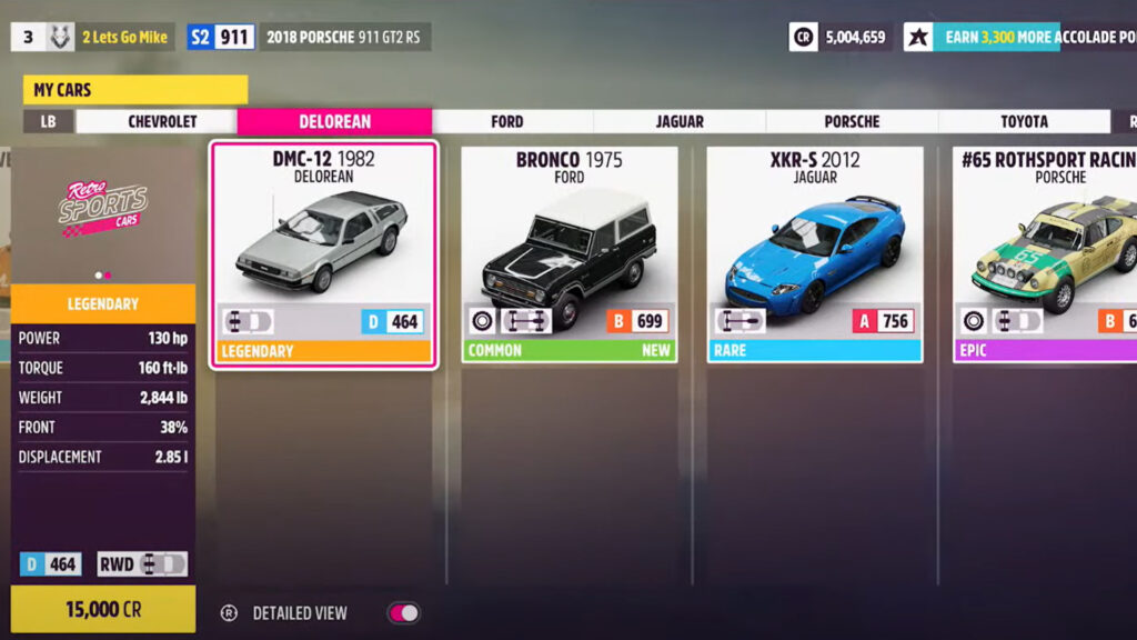 Forza Horizon 5 Delorean