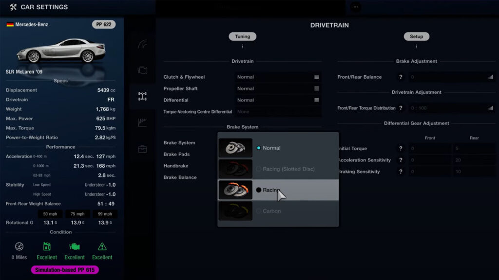 Gran Turismo 7 car settings options