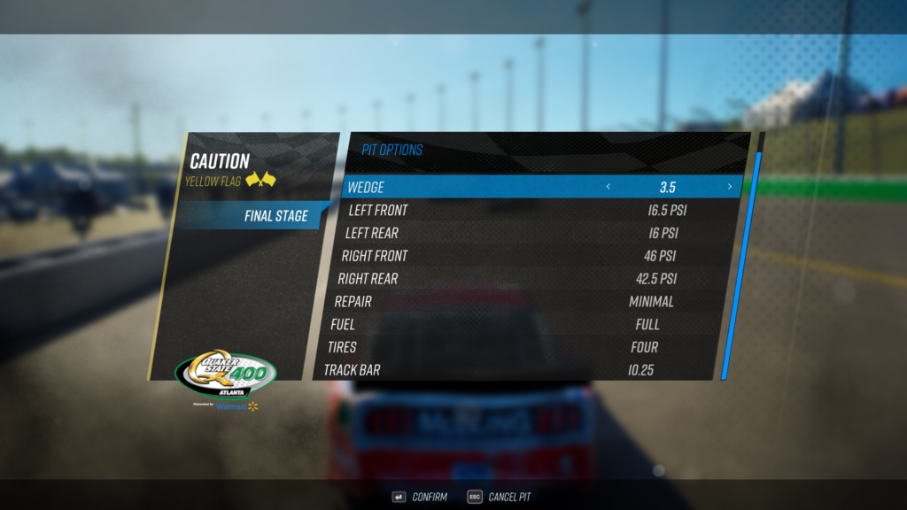 NASCAR 21 Ignition: Grill tape, wedge and trackbar