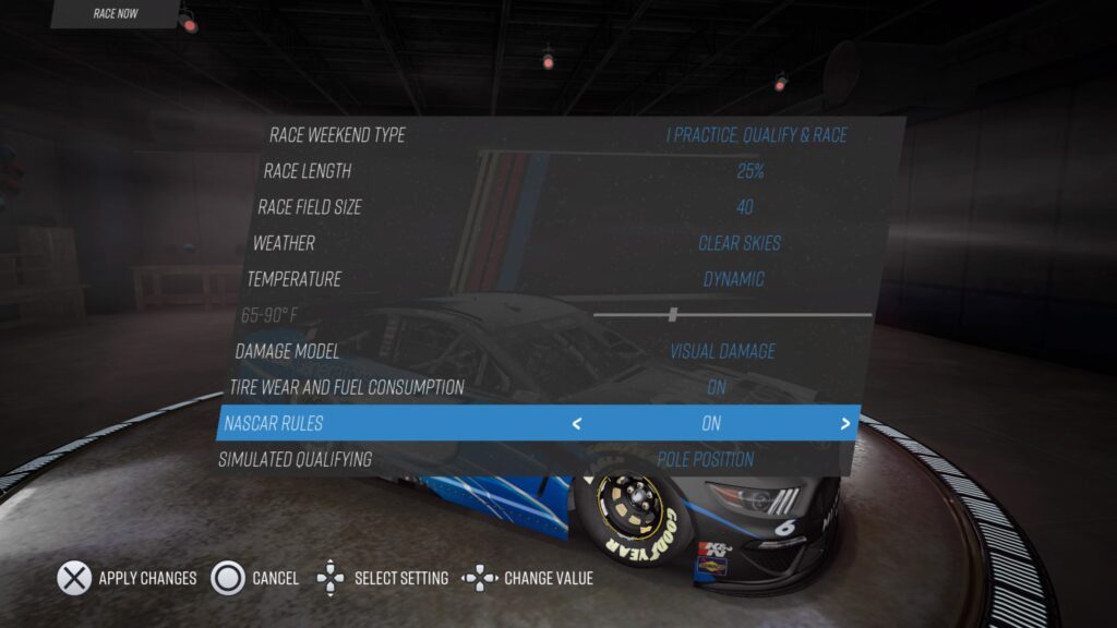 NASCAR 21: Ignition Race length and rules