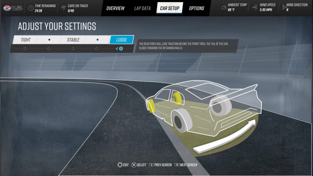 NASCAR 21: Ignition Loose setup