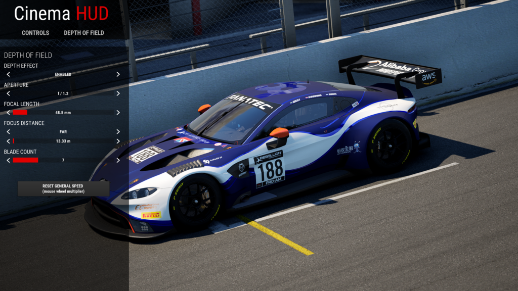 Focus Distance Cinema HUD Assetto Corsa Comeptizione