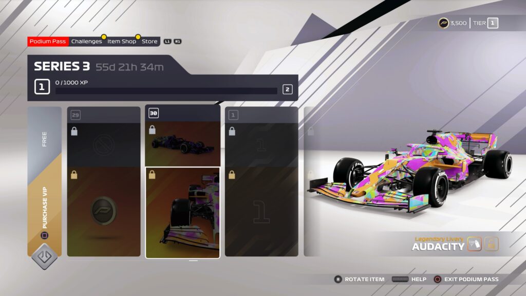 F1 2021 Podium Pass Series 3 George Audacity Legendary Livery