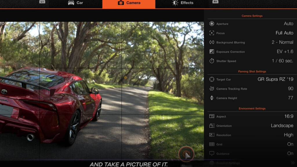 Gran Turismo 7 photo mode UI