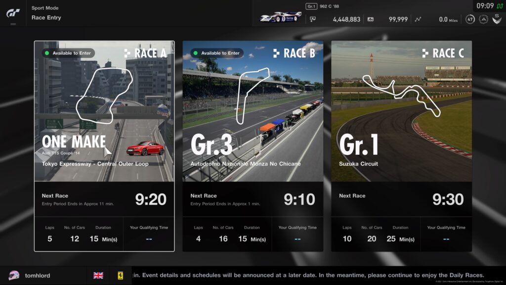 GT Sport Daily Races 1st November 2021