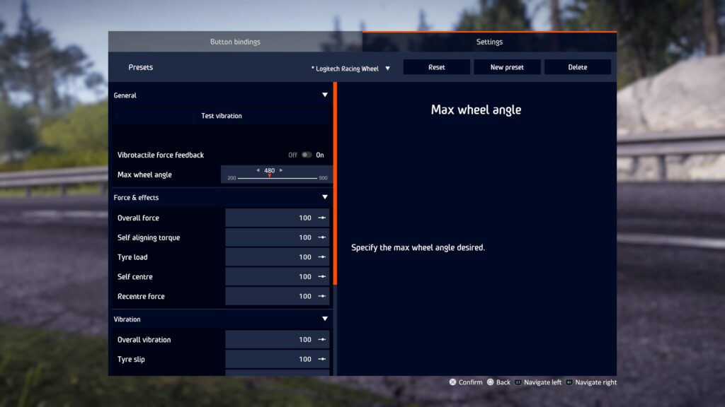 WRC 10 wheel rotation settings