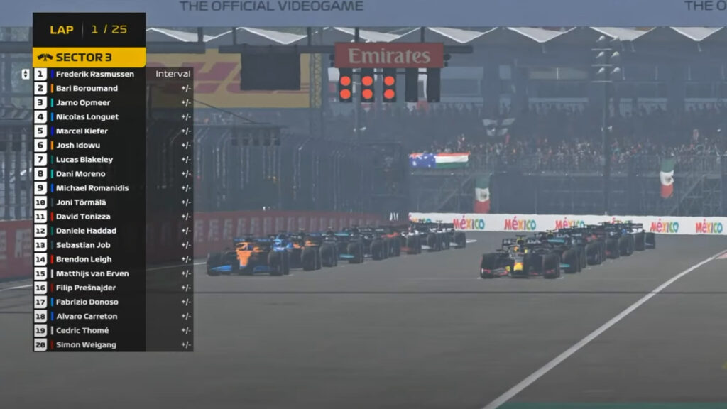 F1 Esports Series Pro 2021, Mexico, Starting grid