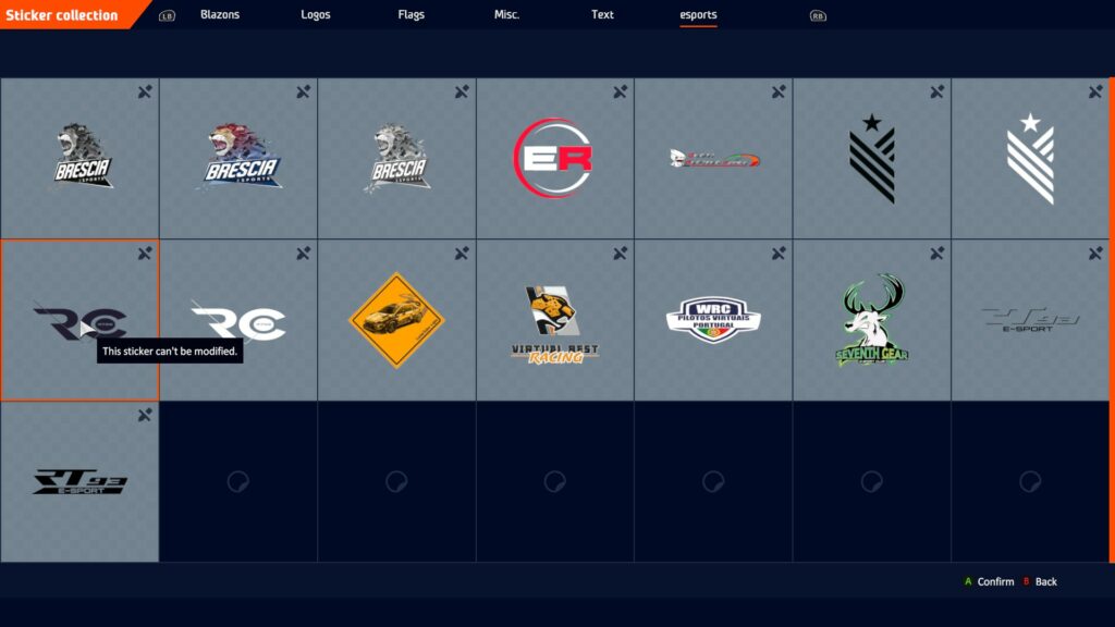 WRC 10 esports stickers, livery editor
