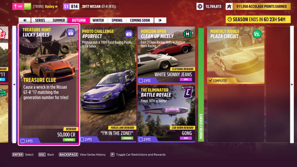 Forza Horizon 5 Autumn Storm Season challenges