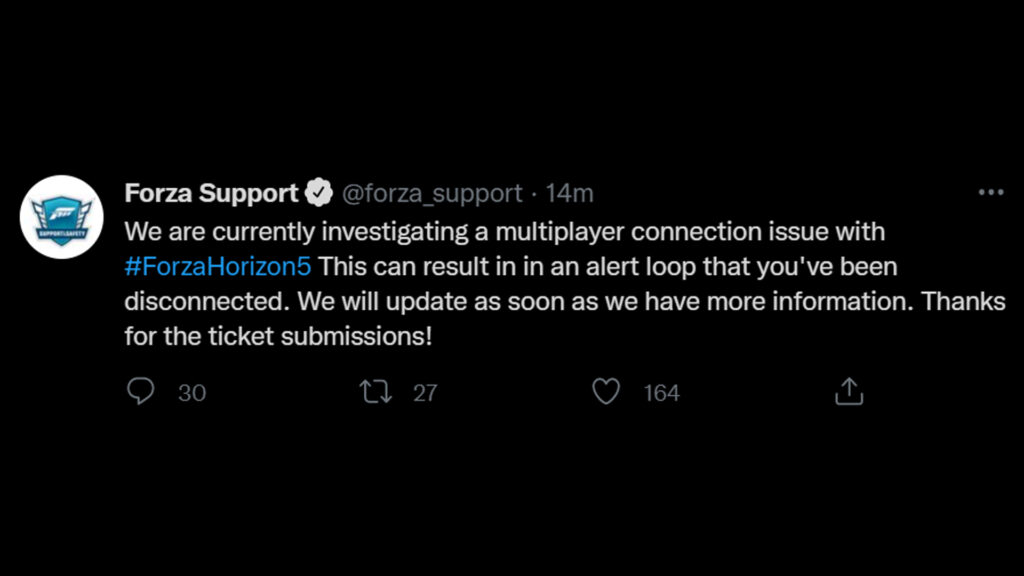 Forza Horizon 5 update, connection issue alert