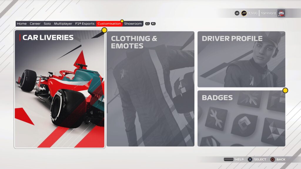 F1 2021 game, customisation, car liveries