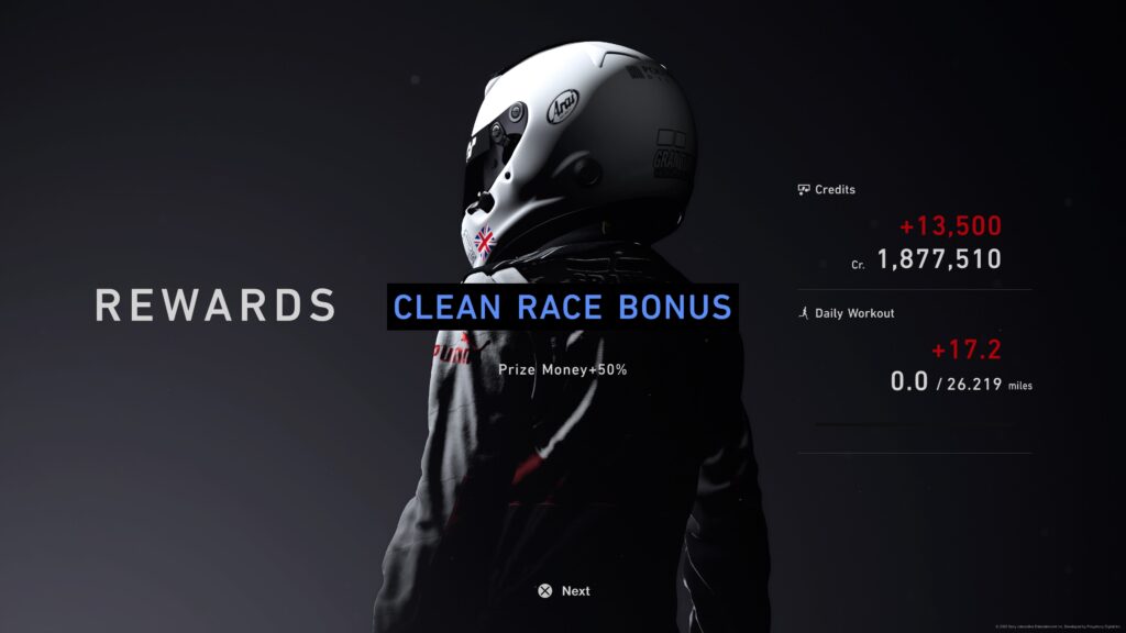 Gran Turismo 7 Daily Workout status post race