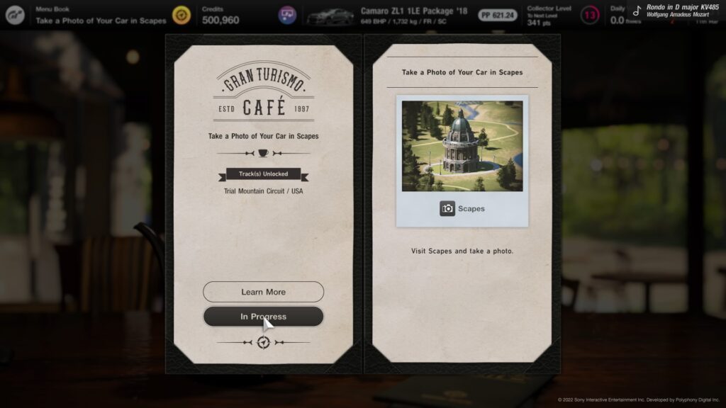 Gran Turismo™ 7 Cafe Menu Book