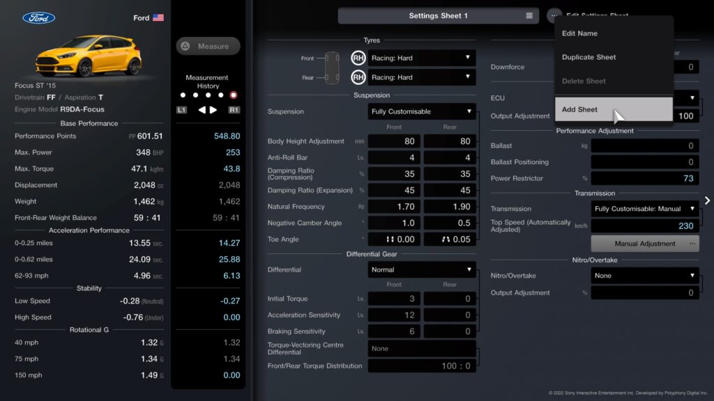 Gran Turismo™ 7 Add new Setup Sheet
