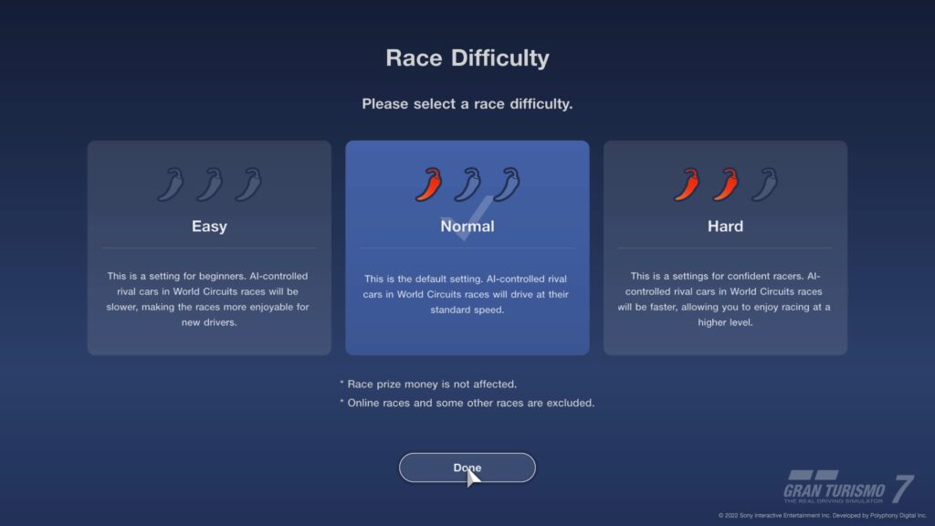 Gran Turismo™ 7 Race Difficulty