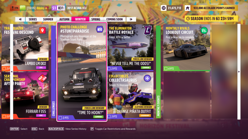 Forza Horizon 5, Serie 5, Inverno, Opzioni Sfida fotografica