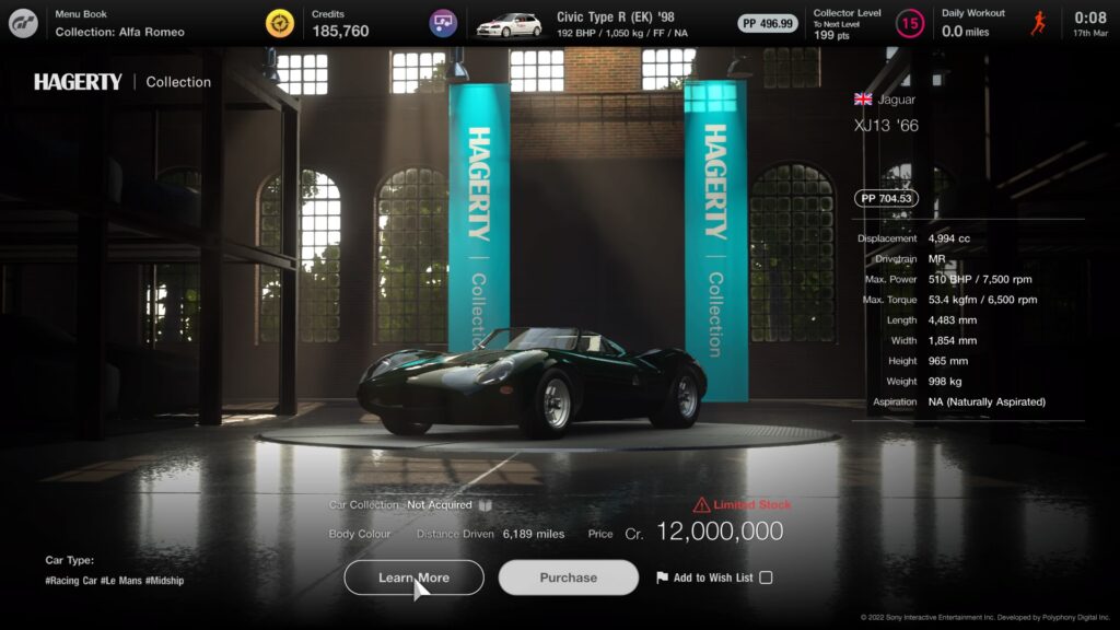 Gran Turismo™ 7, voitures de légende, Haggerty, Jaguar XJ13 '66