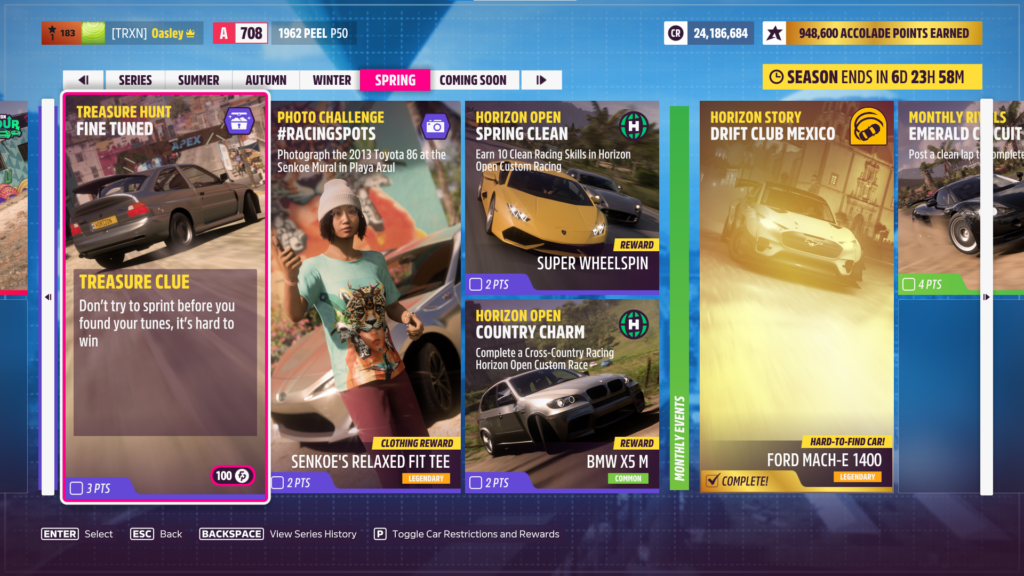 Forza Horizon 5 Series 6 Festival Playlist Spring Hot Fine Tuned Treasure Hunt