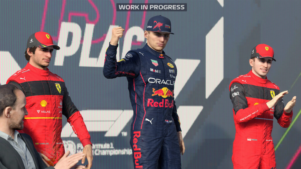 F1 22 game podium celebration