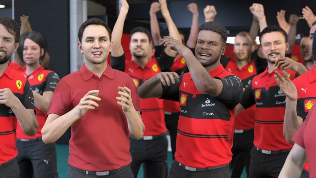 F1 22 game team celebration