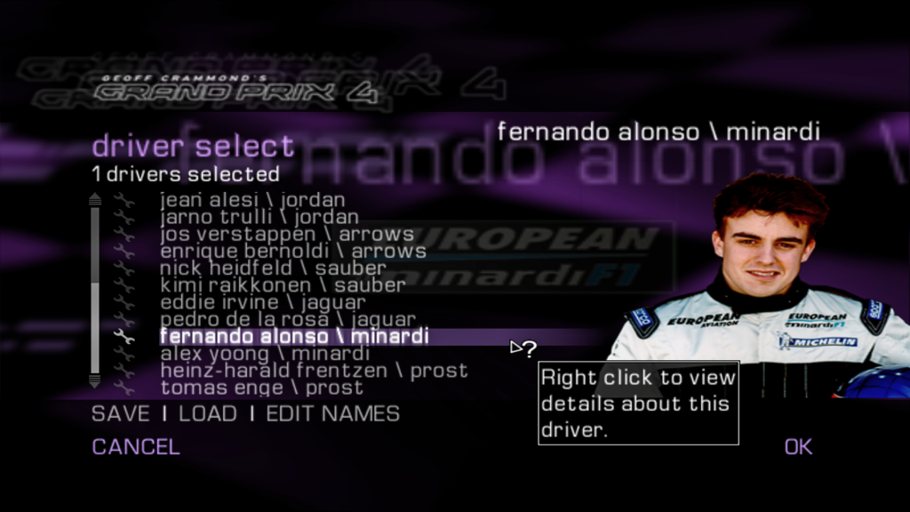 Geoff Crammond's Grand Prix 4, Fernando Alonso