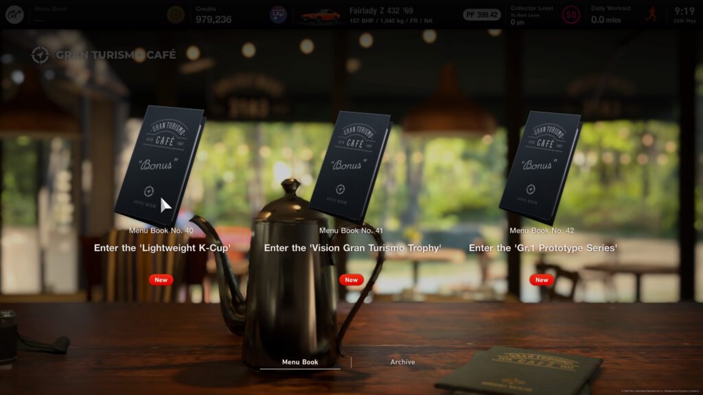 Gran Turismo 7 new Café Menu Books