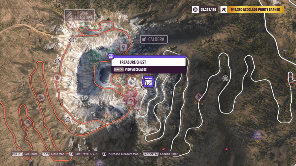 Forza Horizon 5 Festival Playlist Series 7 Dünya Hazine Avı sandığı konumunun üstünde