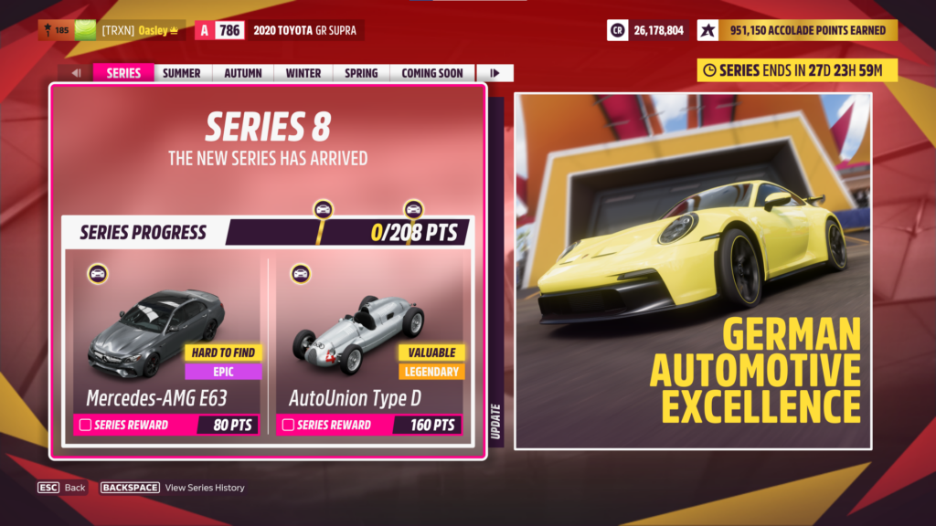 Forza Horizon 5 Series 8 Festival Playlist, Series rewards