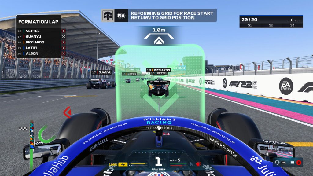F1 22 Début de la grille de jeu F1, nouvelle fonctionnalité