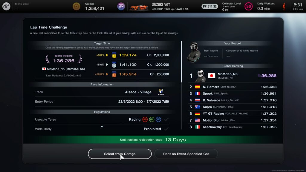 Gran Turismo 7 Sport Mode Time Trial now pays rewards