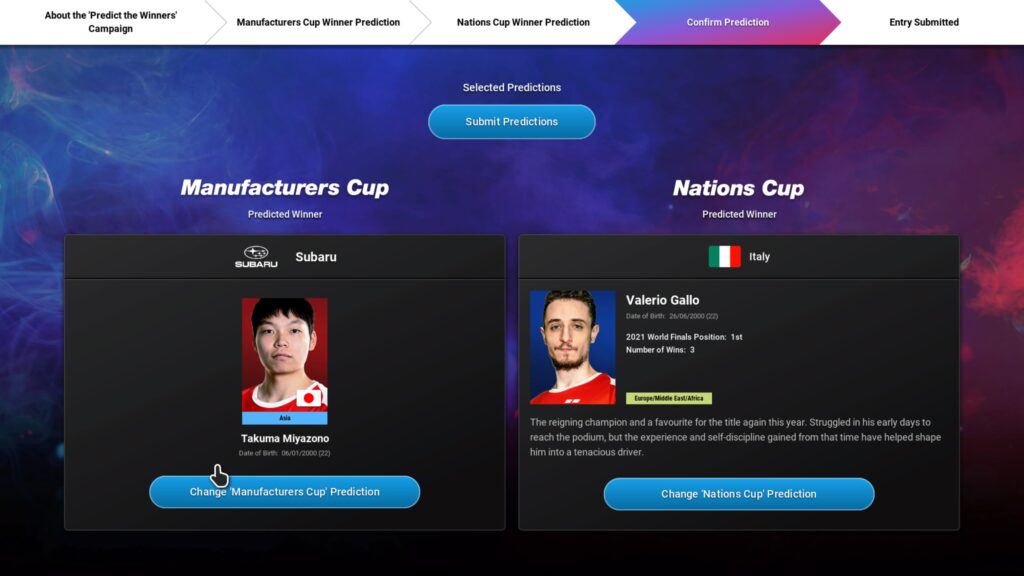 Gran Turismo 7 World Series predictions